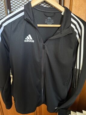 adidas Black Jacket with White Three-Stripes